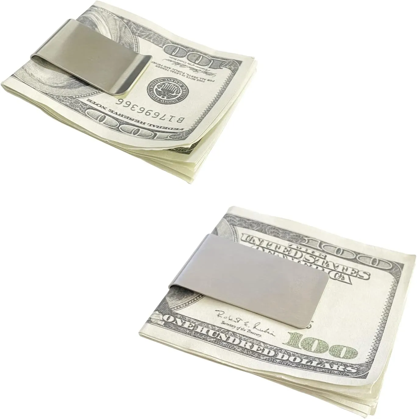 WAFJAMF Small Men's Slim Money Clip Stainless Steel Credit Business Card Holder Pocket Cash Wallet