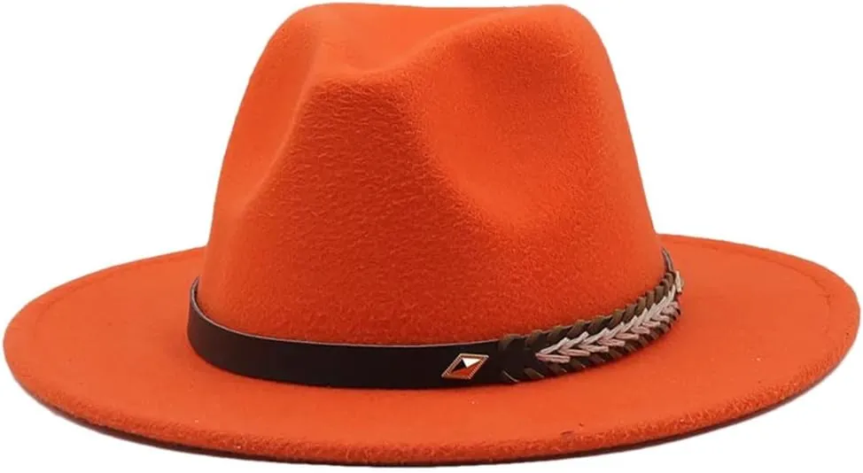 Women Men Fedora Hats Panama Hat Wide Brim Sun Protection Cap Classic Top Hat for Party Wedding