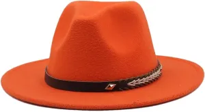 Women Men Fedora Hats Panama Hat Wide Brim Sun Protection Cap Classic Top Hat for Party Wedding
