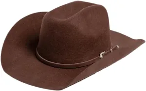 Women's Wool Shape Top Hat Belt Woolen Curling Wide Brim Fedora Hat Unisex Western Cowboy Cap Light Coffee 56-58cm